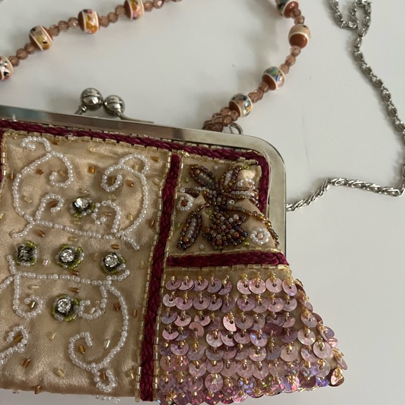 Vintage Sequin Beaded Handbag/Clutch Silver - Picture 2 of 4